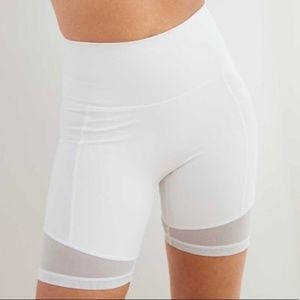 aerie white mesh biker shorts